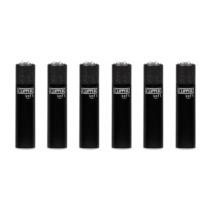 Clipper Classic Large Aanstekers "Uni Soft Touch Black" (6 Stuks)