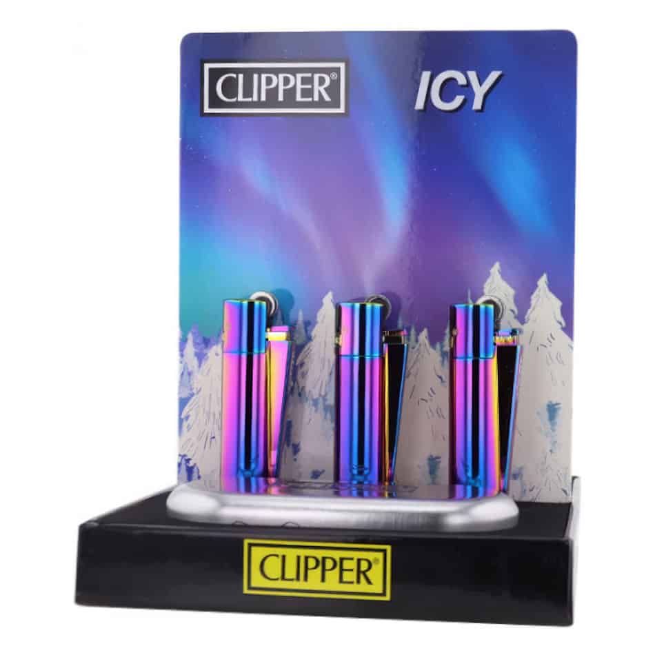 Clipper Large Metal Vuursteen aansteker - Icy Colors 2 + Giftbox