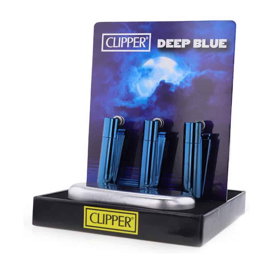 Clipper Large Metal Vuursteen aansteker - Deep Blue + Giftbox