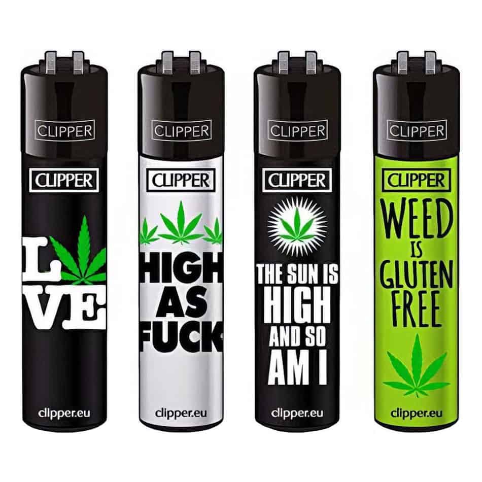 Clipper Classic Large Aanstekers "Weed Statements 3" (4 Stuks)