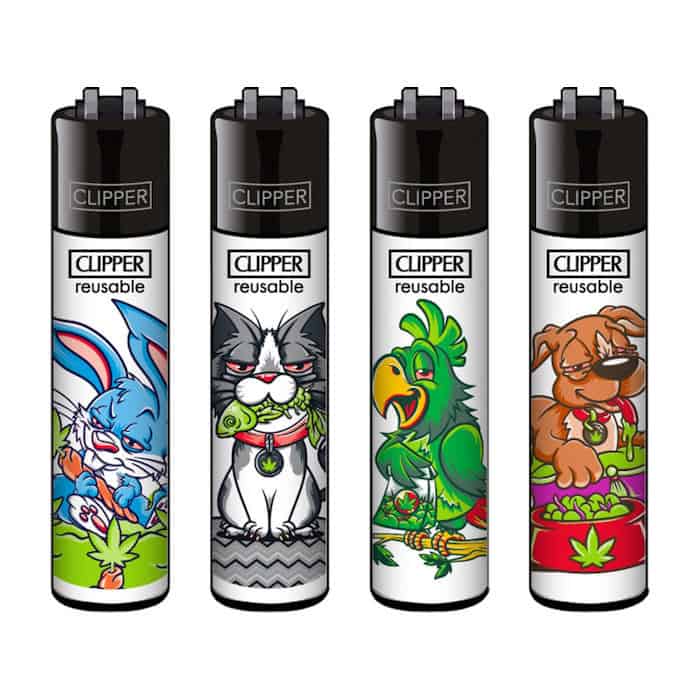 Clipper Classic Large Aanstekers "Stoned Animals" (4 Stuks)