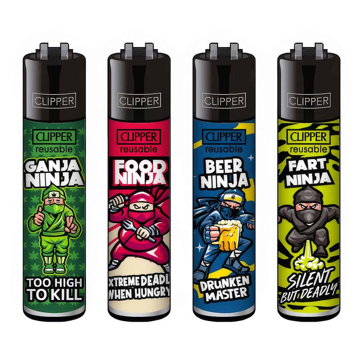 Clipper Classic Large Aanstekers "Ninjas" (4 Stuks)