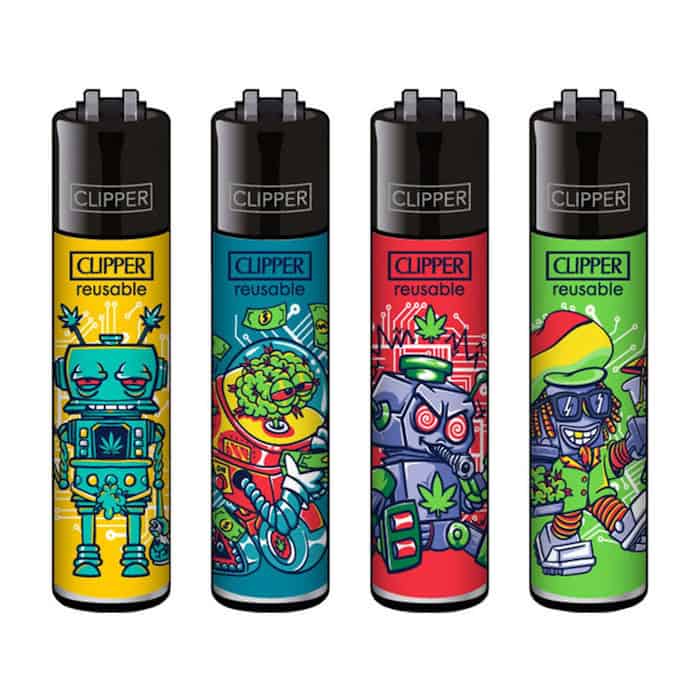 Clipper Classic Large Aanstekers "420 Robots" (4 Stuks)