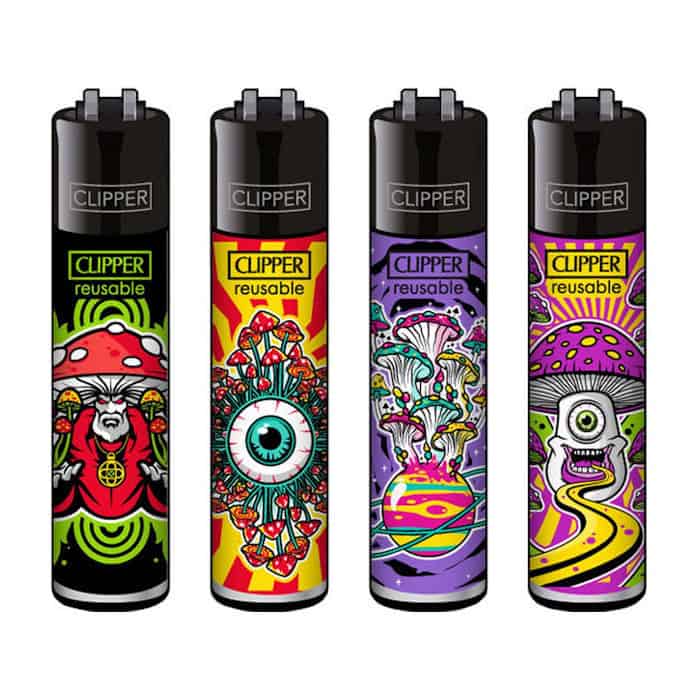 Clipper Classic Large Aanstekers "Shrooms #10" (4 Stuks)