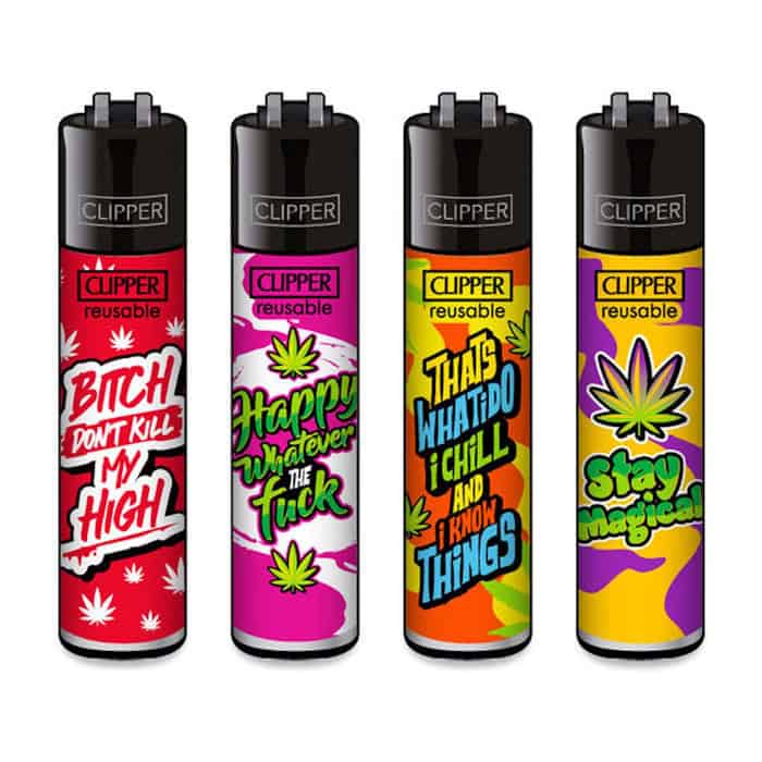Clipper Classic Large Aanstekers "Weed Statements #6" (4 Stuks)