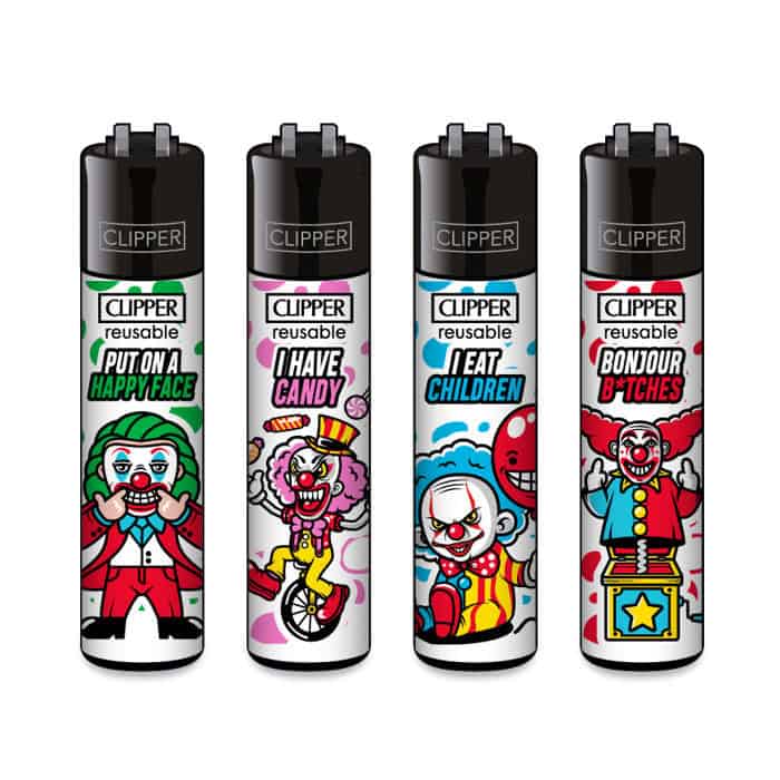 Clipper Classic Large Aanstekers "Clowns" (4 Stuks)