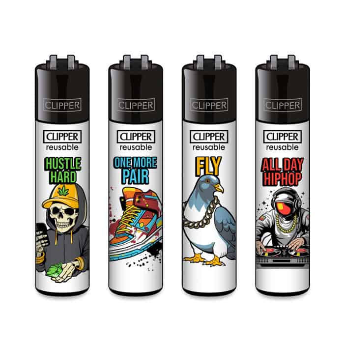 Clipper Classic Large Aanstekers "Urban Slogan" (4 Stuks)