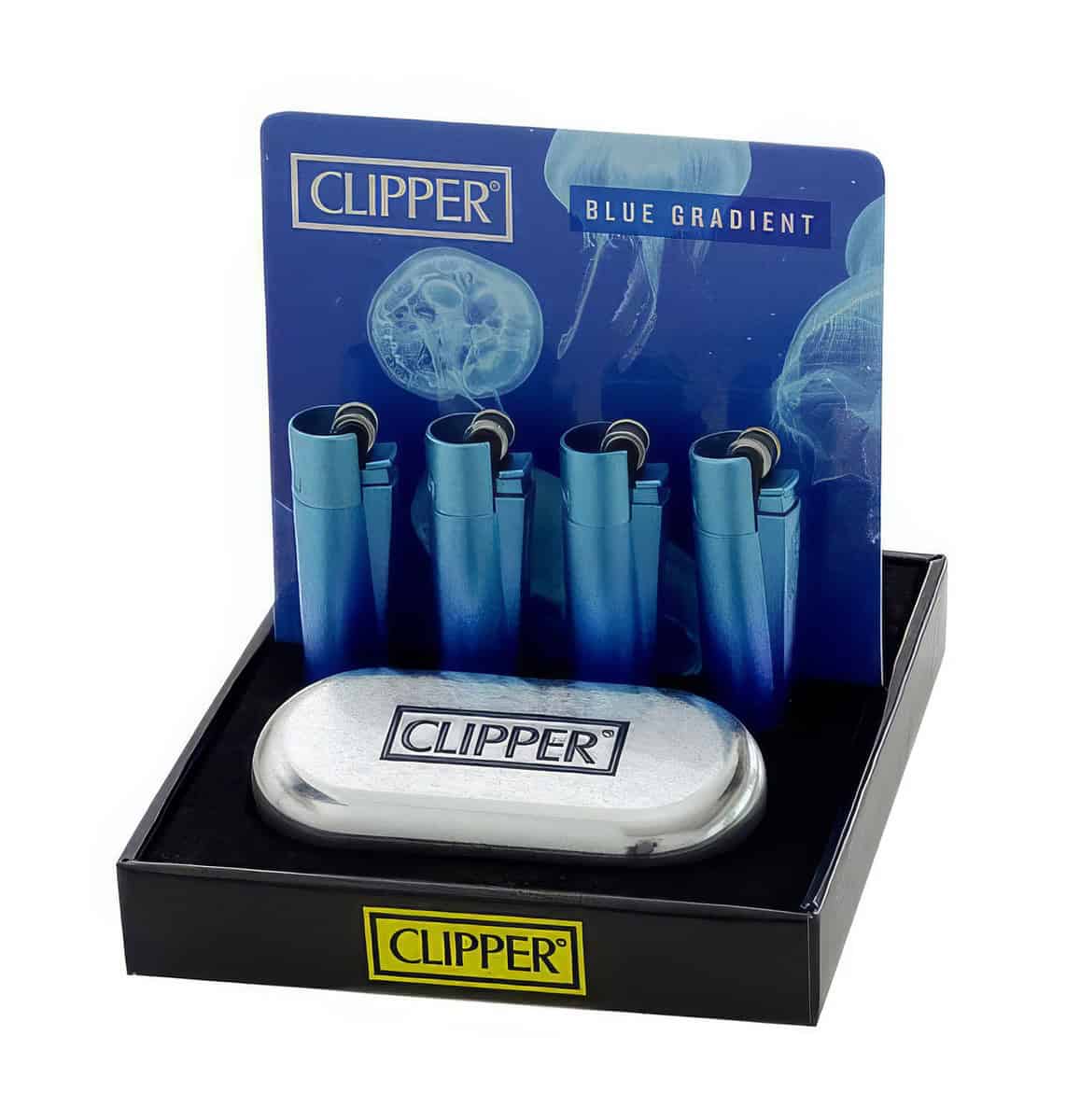 Clipper Large Metal Vuursteen aansteker - Blue Gradient + Giftbox