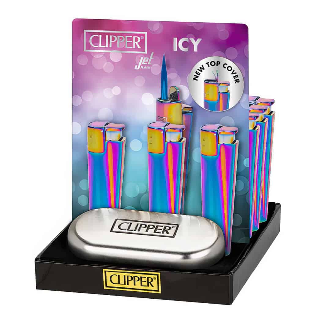 Clipper Large Metal JetFlame aansteker - Icy + Giftbox
