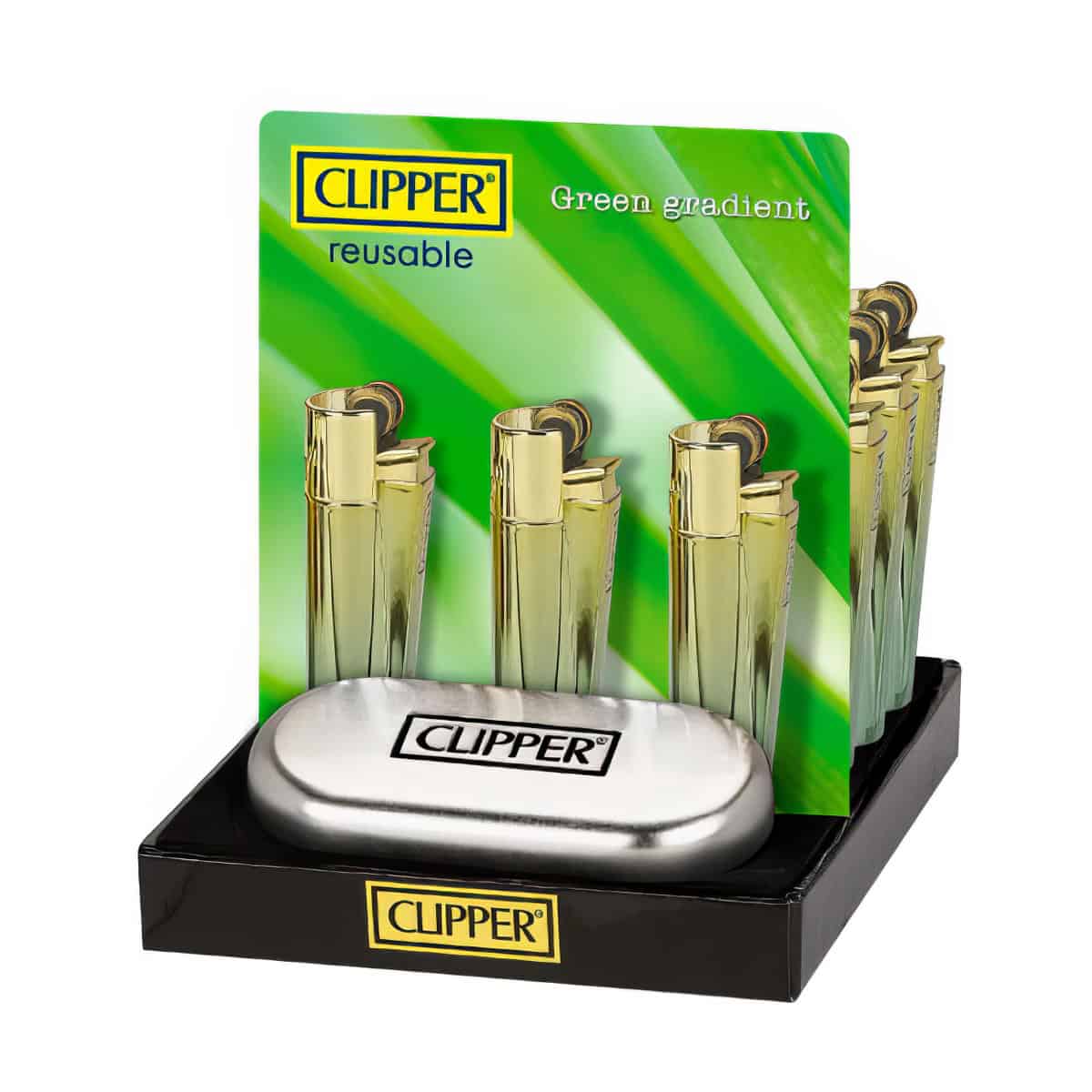 Clipper Large Metal Vuursteen aansteker - Green Gradient + Giftbox