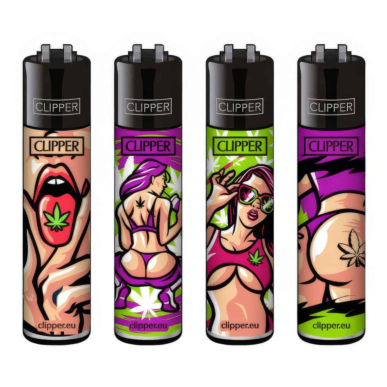 Clipper Classic Large Aanstekers "420 Girls" (4 Stuks)