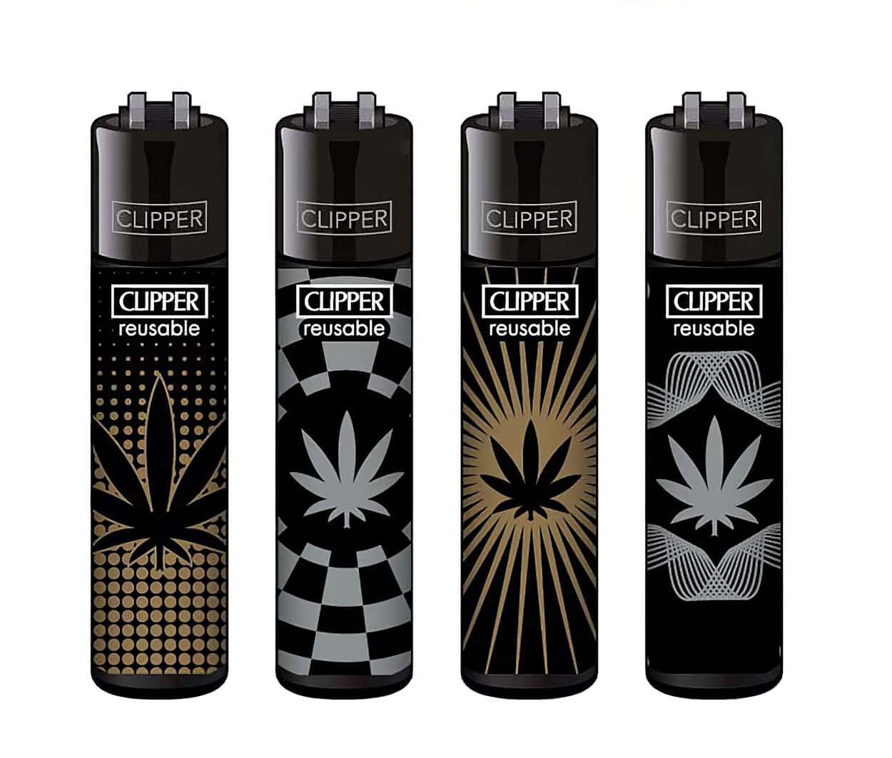 Clipper Classic Large Aanstekers "Gold & Silver Leaves" (4 Stuks)
