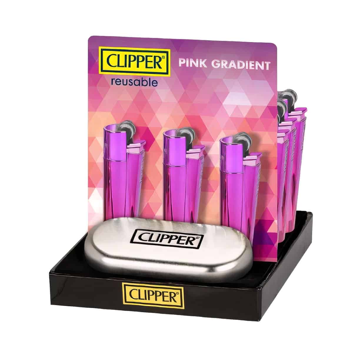 Clipper Large Metal Vuursteen aansteker - Pink Gradient + Giftbox