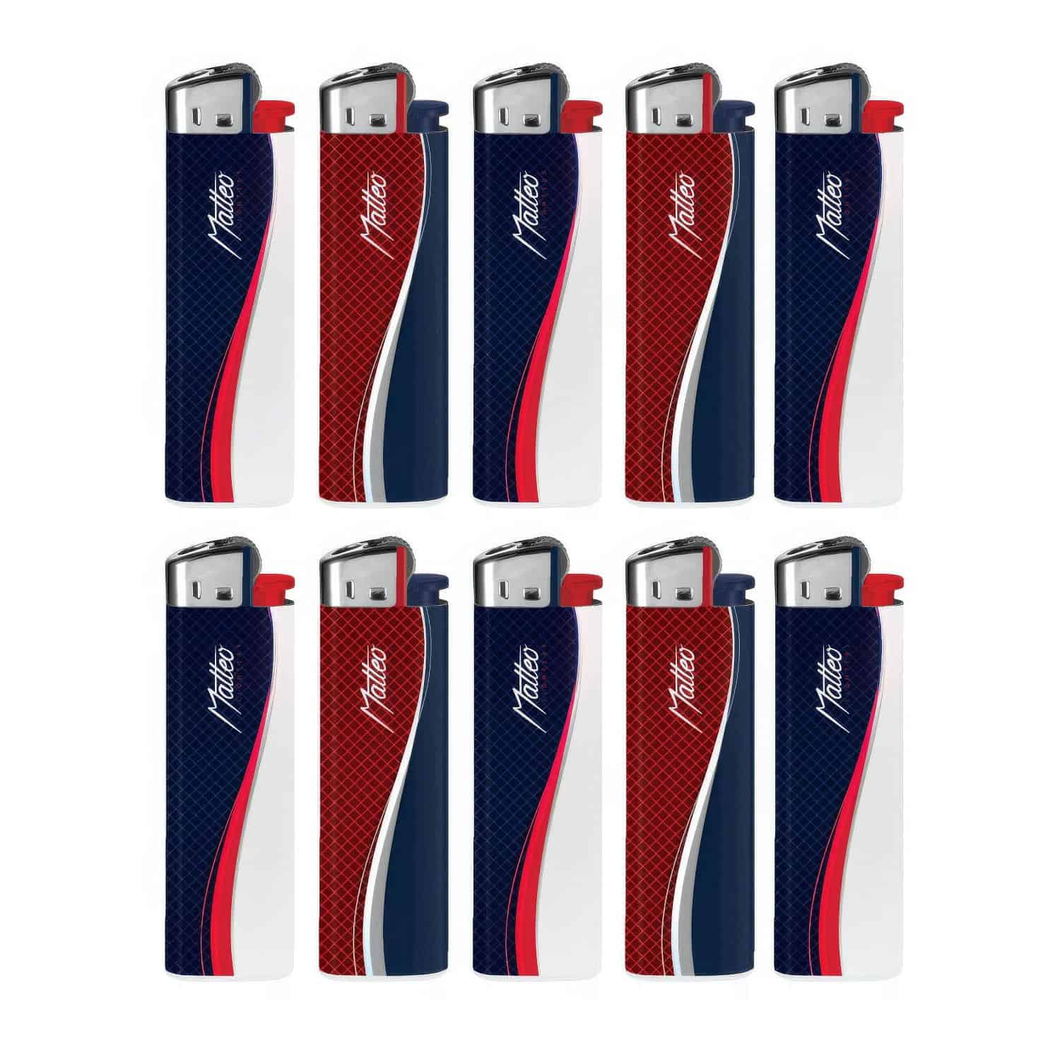 Matteo Premium Maxi Elegant Wegwerp Vuursteen aanstekers - tot 2.100 vlammetjes (10 stuks)