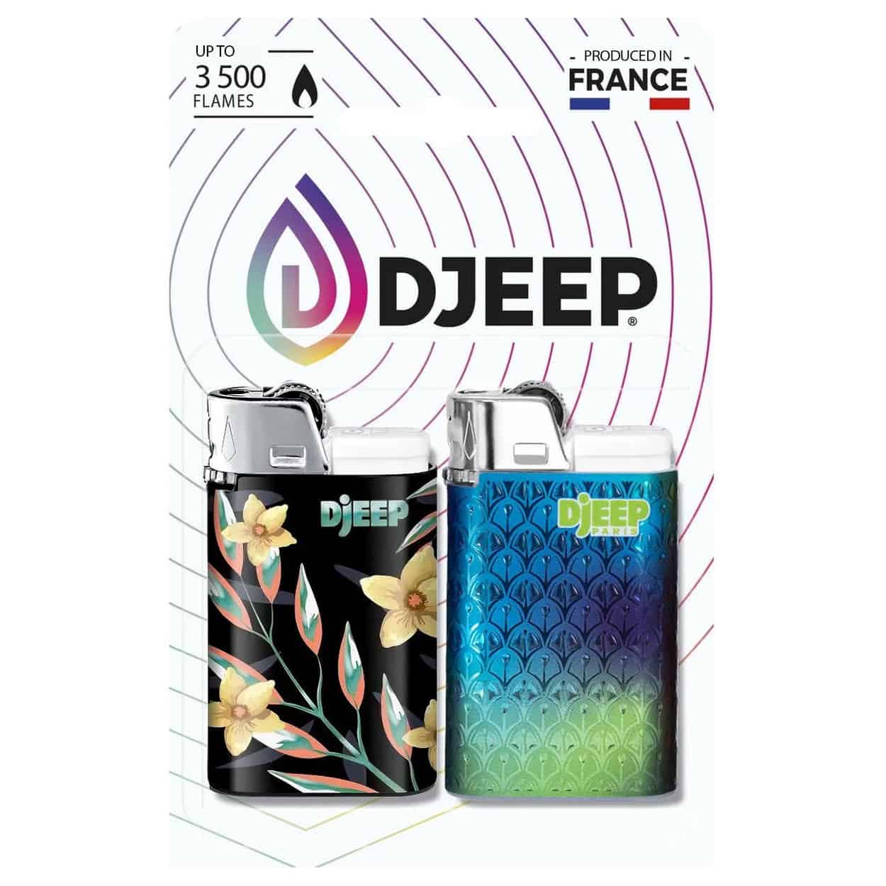 Djeep D1 Aanstekers - tot 3.500 vlammetjes - Verschillende Designs - Blister à 2 stuks