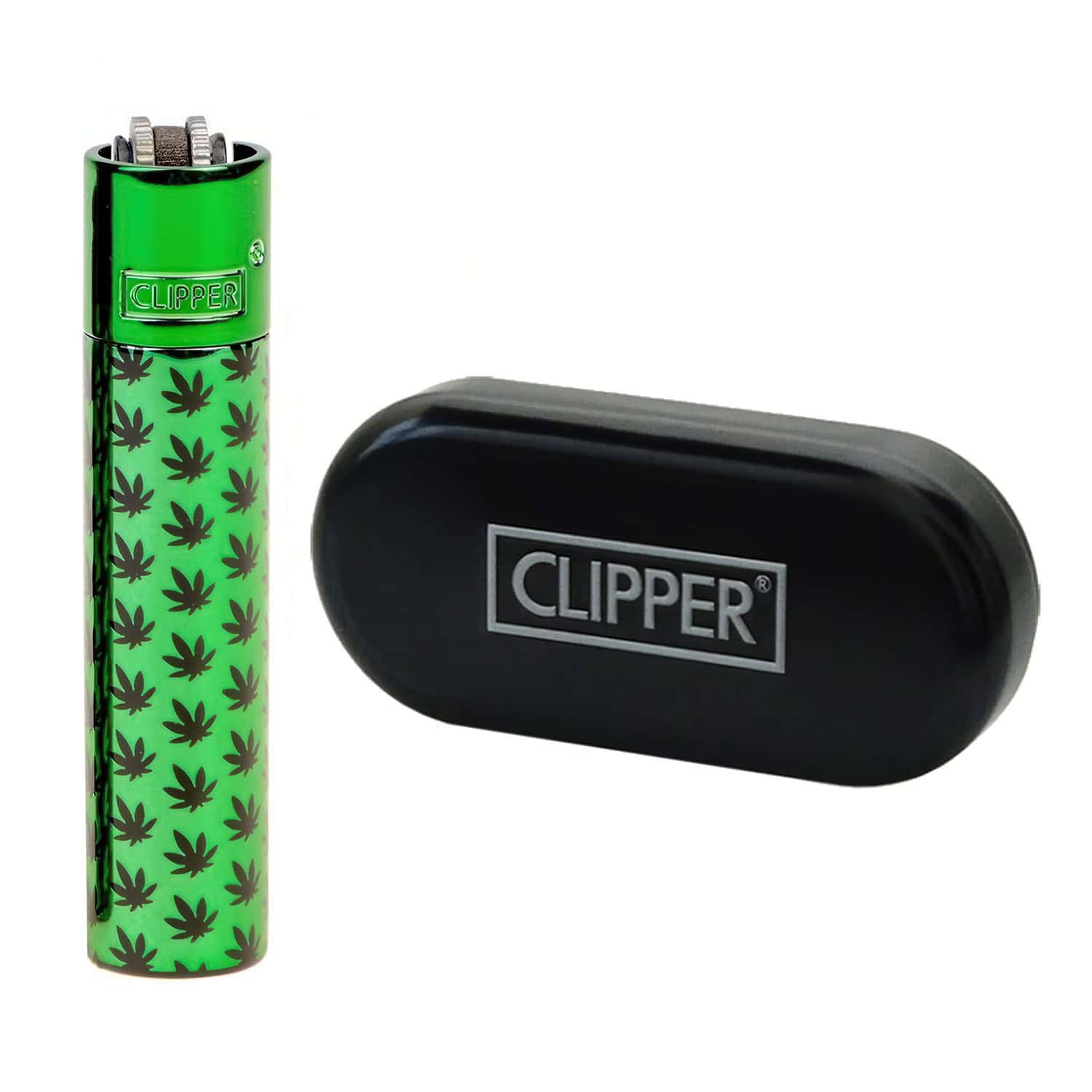 Clipper Metal - Vuursteen aansteker - Mini Leaves (Green) + Giftbox