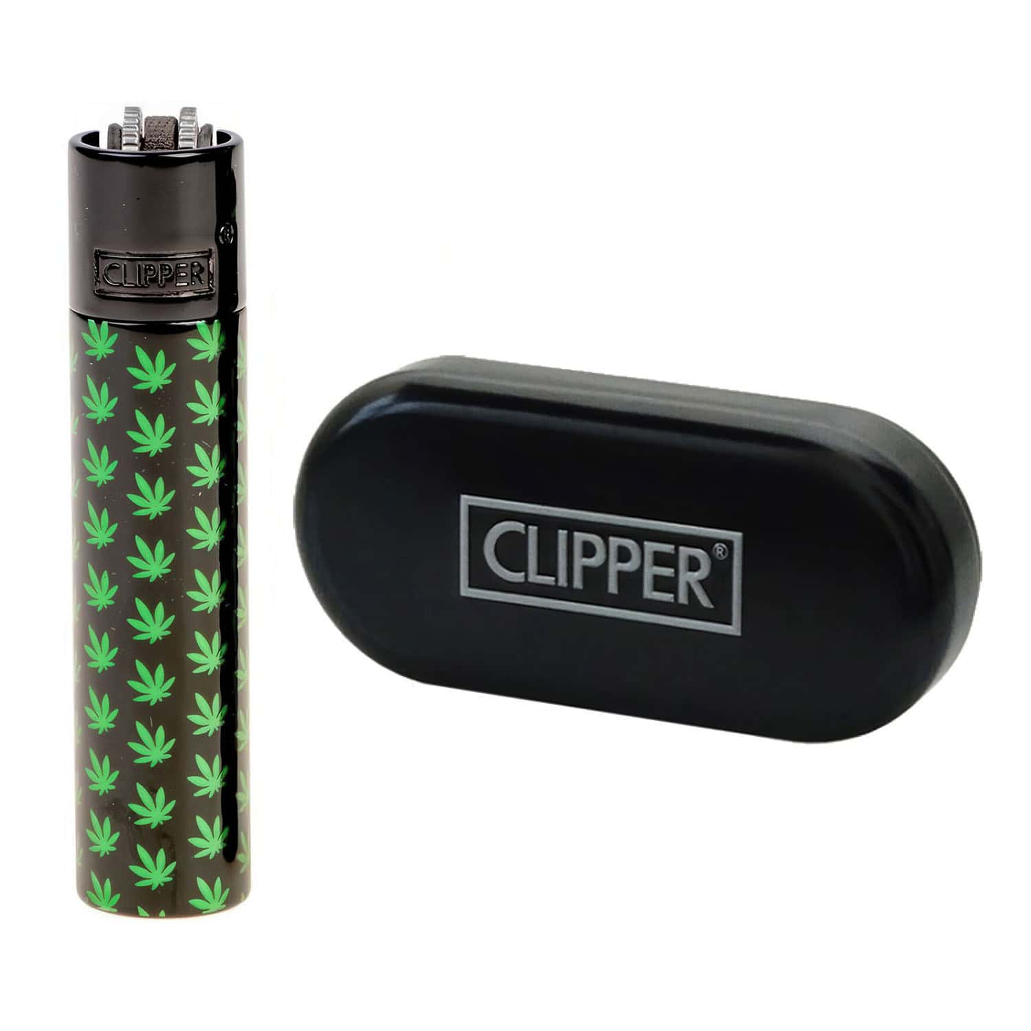 Clipper Metal - Vuursteen aansteker - Mini Leaves (Black) + Giftbox
