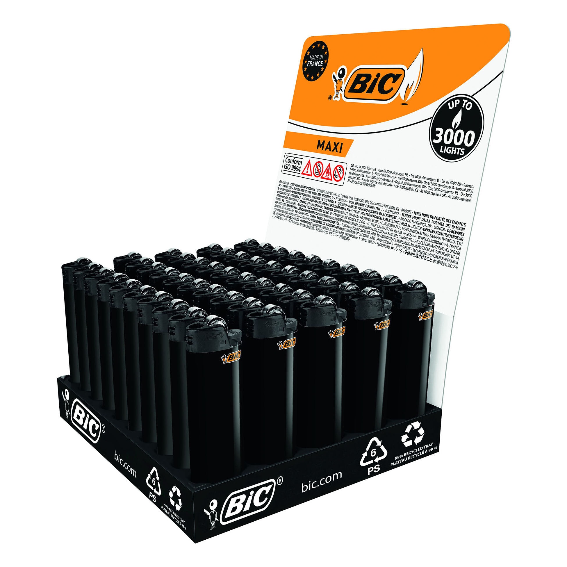 BIC® Maxi J26 'All Black' aanstekers Display (50 stuks)