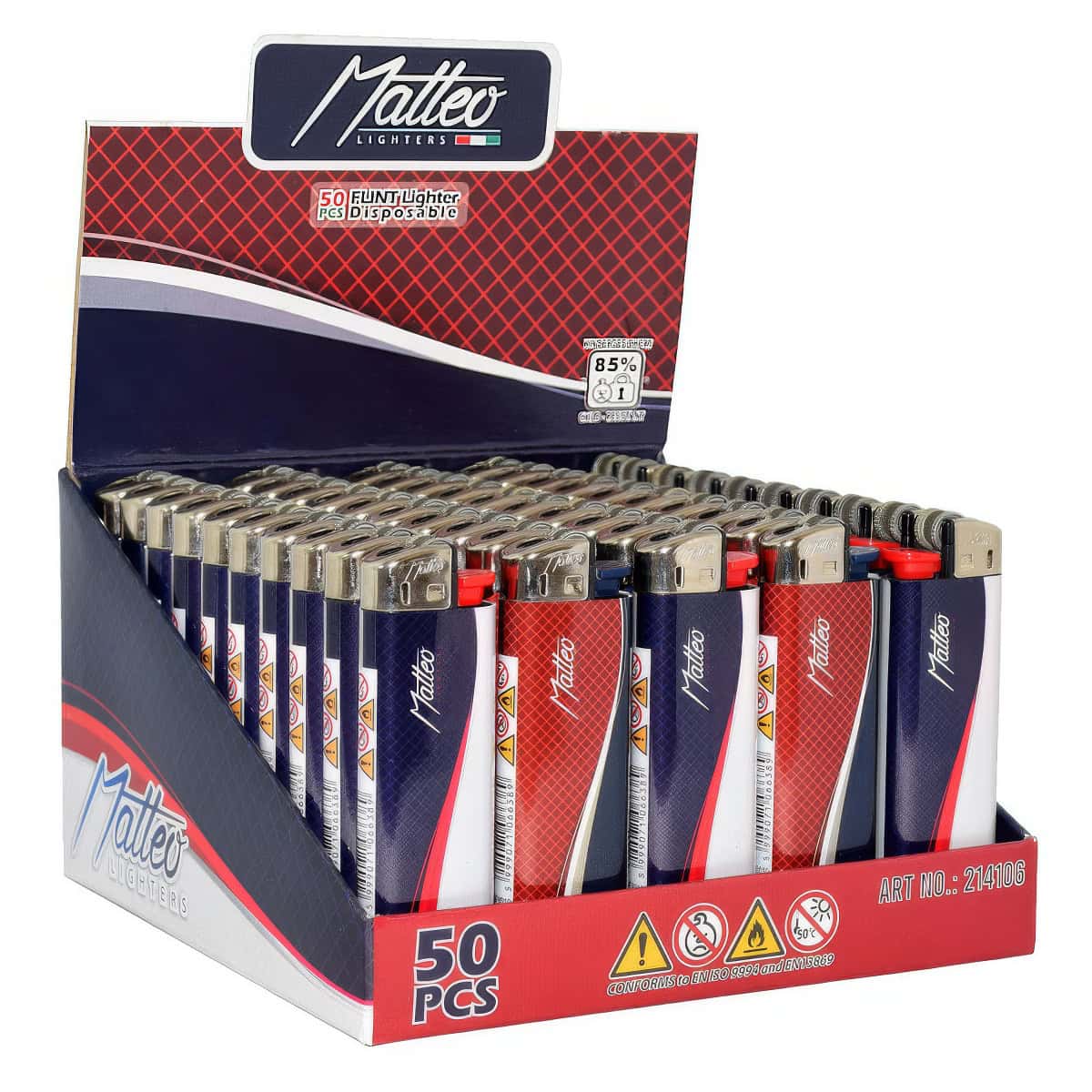 Matteo Premium Maxi Elegant aanstekers Display (50 stuks)