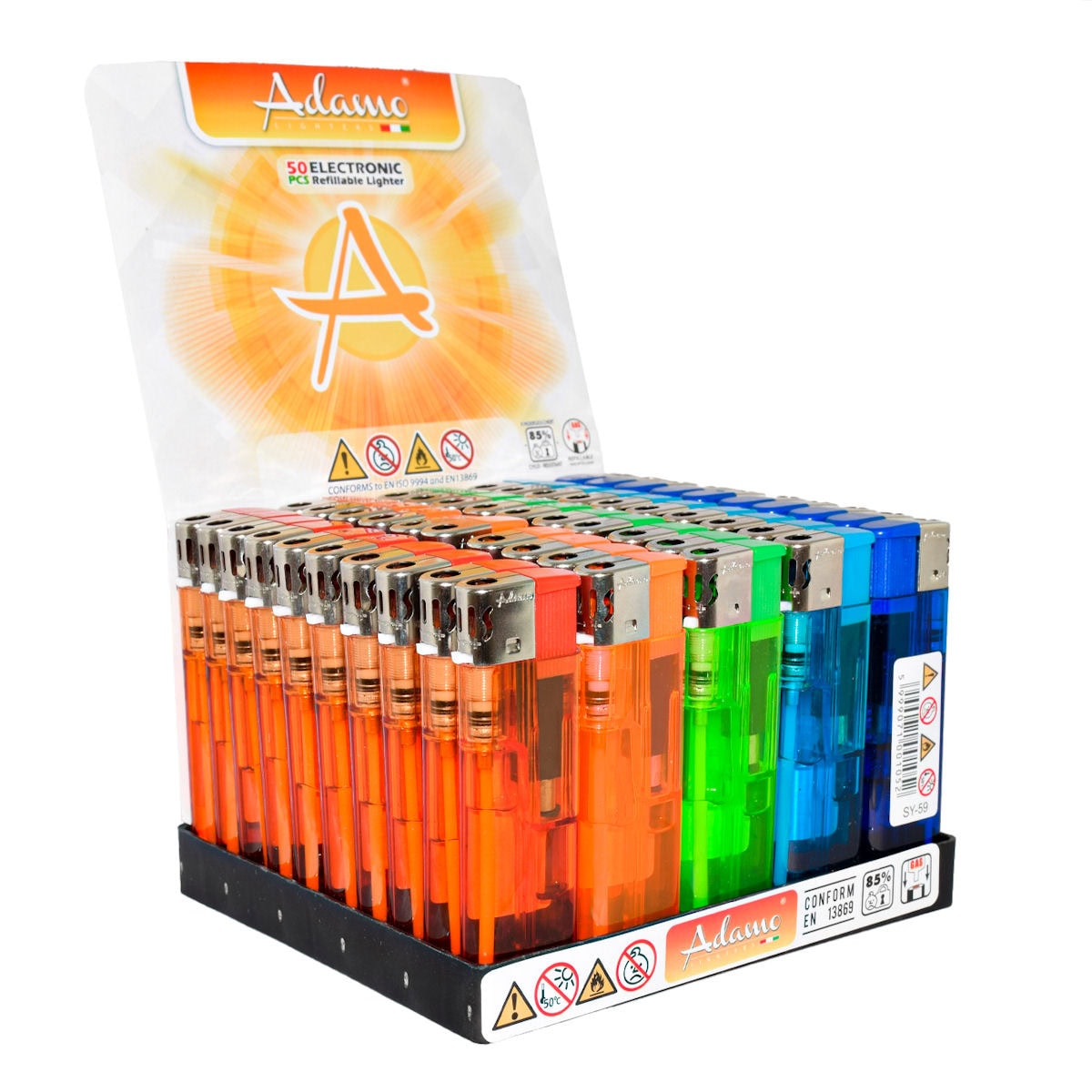 Adamo Soft Flame Electronische aanstekers Transparant Display (50 stuks)