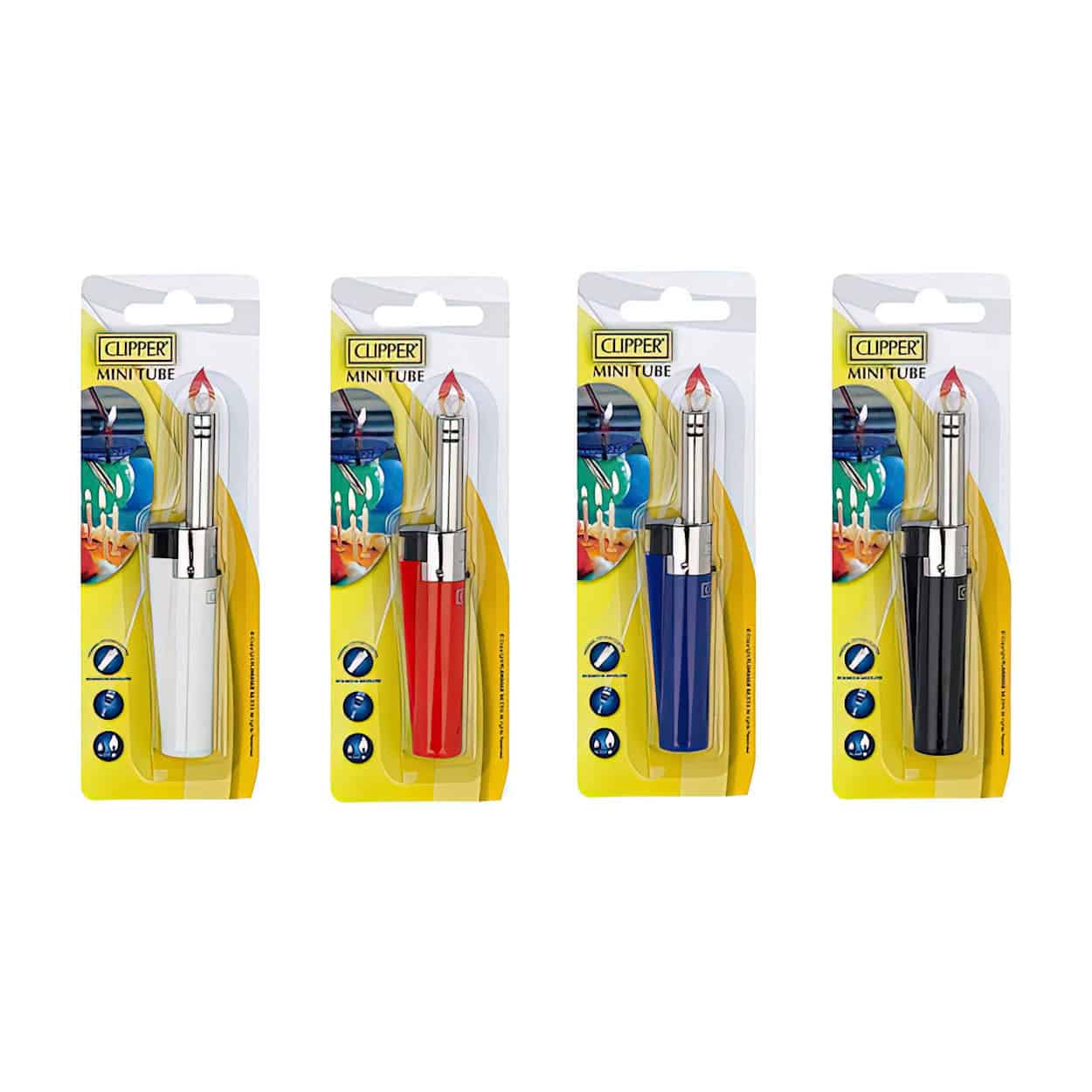 Clipper Minitube - Multifunctionele Navulbare Aansteker - Kaarsenaansteker - Electronisch met lange hals - Blister 1 stuk - Willekeurige kleur