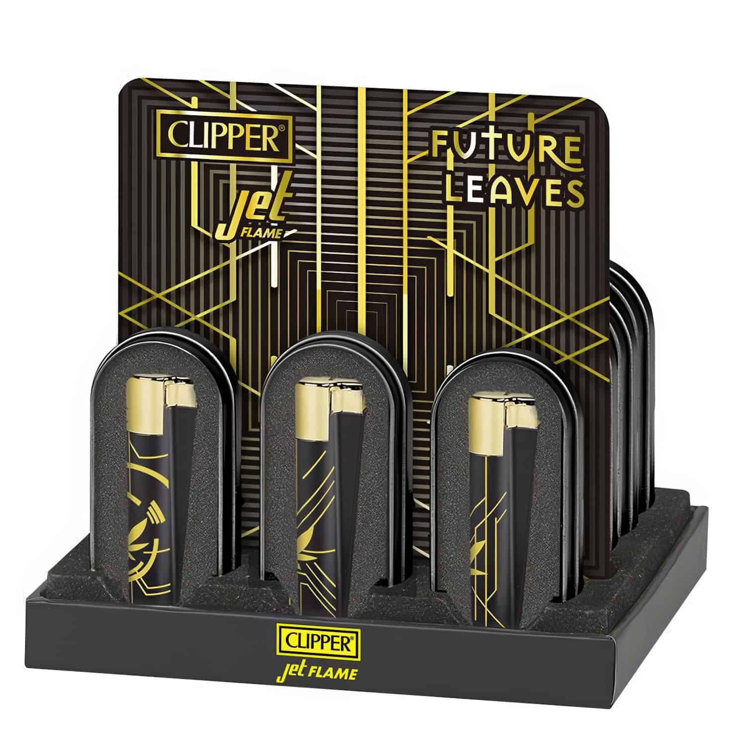 Clipper Large Metal JetFlame aansteker - Future Leaves + Giftbox (1 st.)