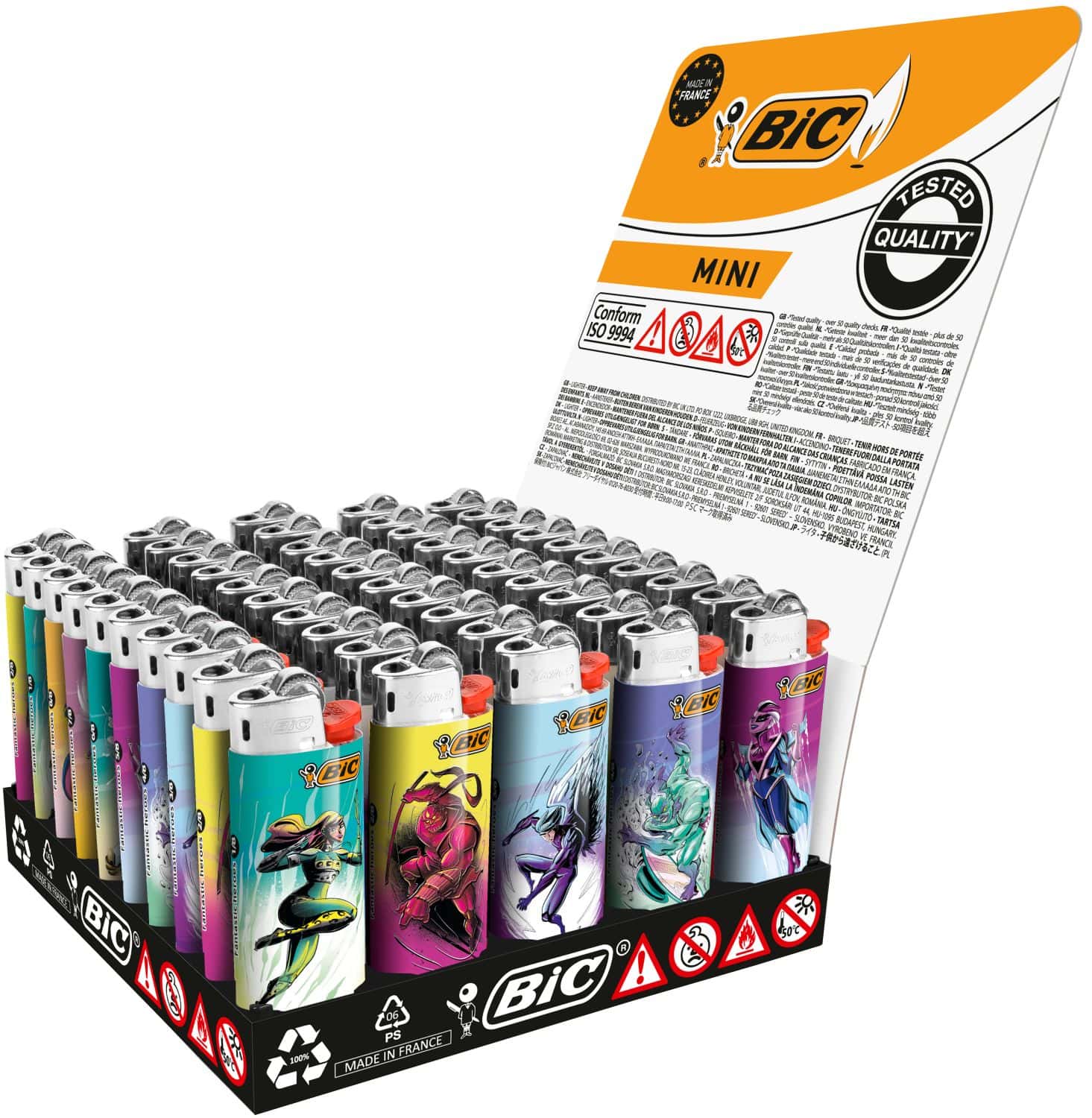 BIC® Mini J25 Aanstekers - Fantastic Heroes - Display 50 stuks