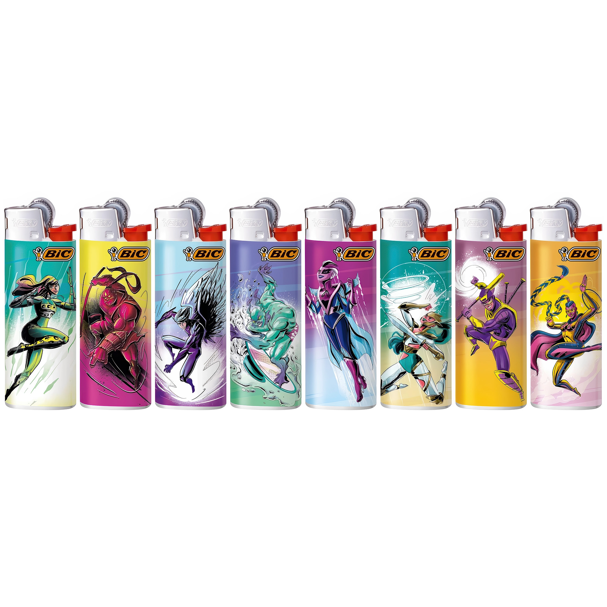 BIC Mini J25 Vuursteen aanstekers Fantastic Heroes - willekeurig - 8 stuks