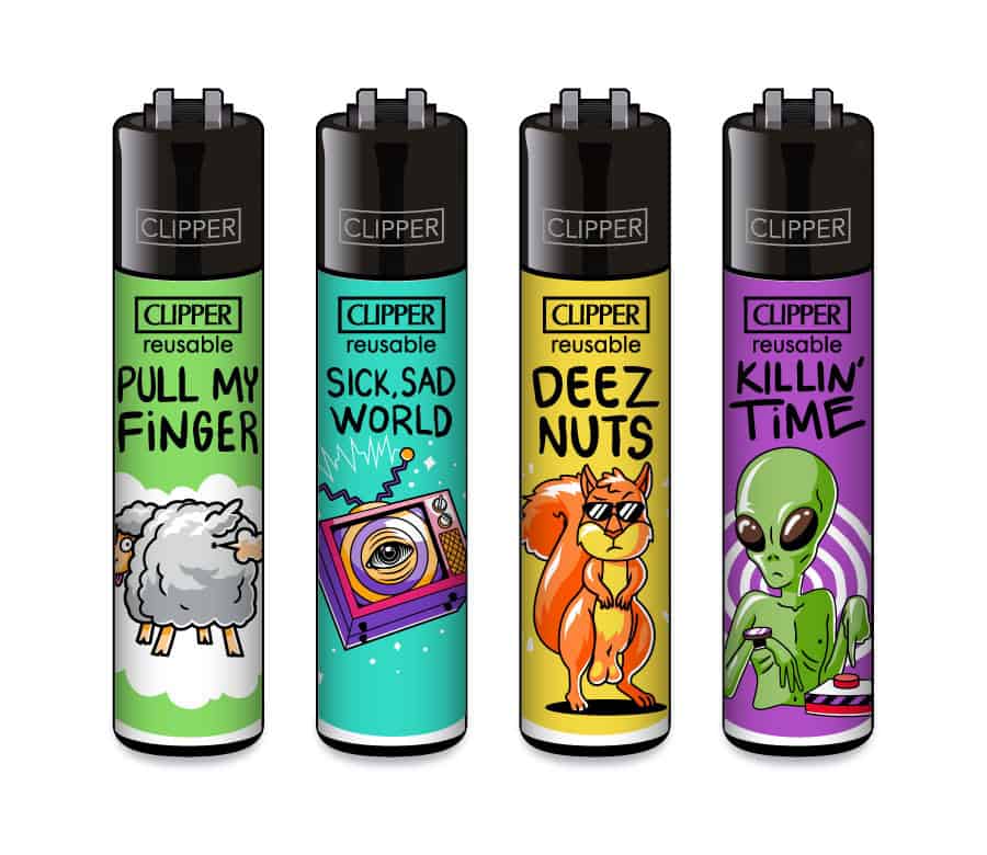 Clipper Classic Large Aanstekers "Mix Slogan #4" (4 Stuks)