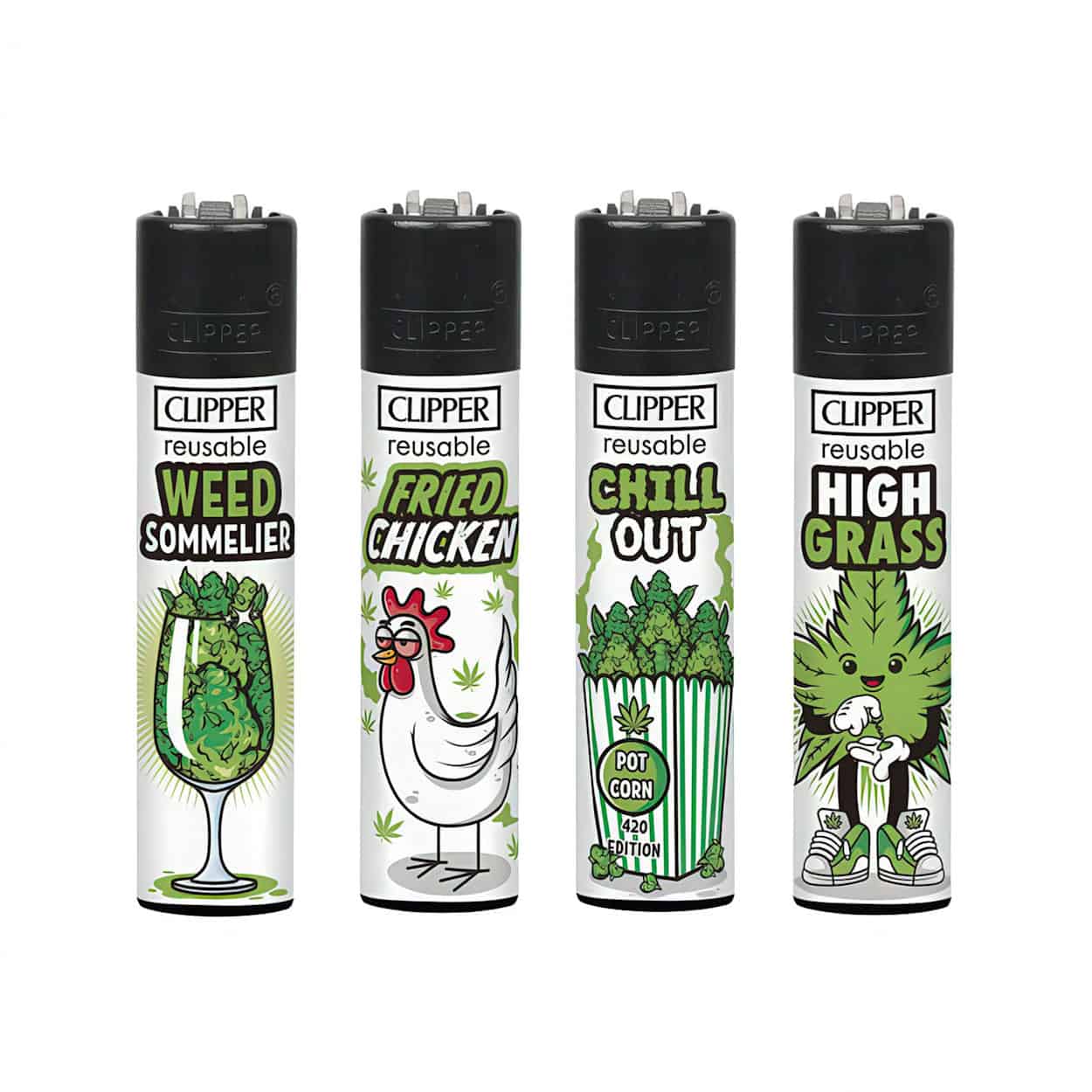 Clipper Classic Large Aanstekers "Weed Slogan #10" (4 Stuks)