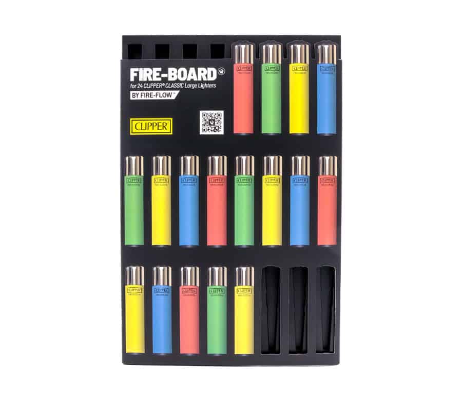 FIRE-FLOW™ Fire-Board® – Display voor 24 stuks CLIPPER® Classic Large Aanstekers