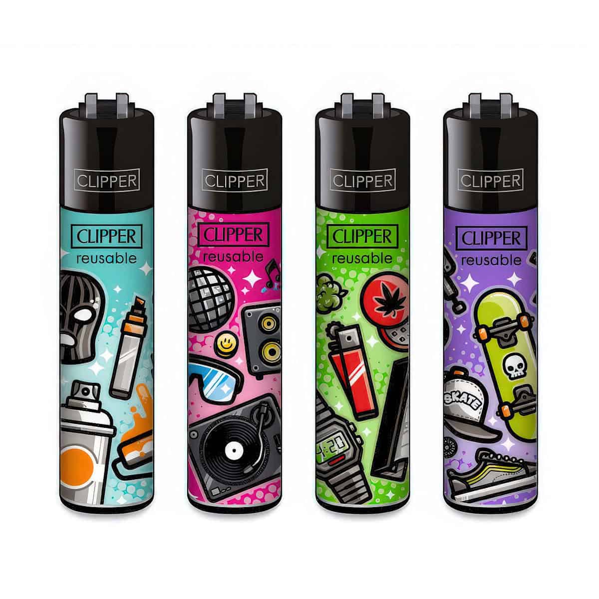 Clipper Classic Large Aanstekers "Subculture Pattern" (4 Stuks)