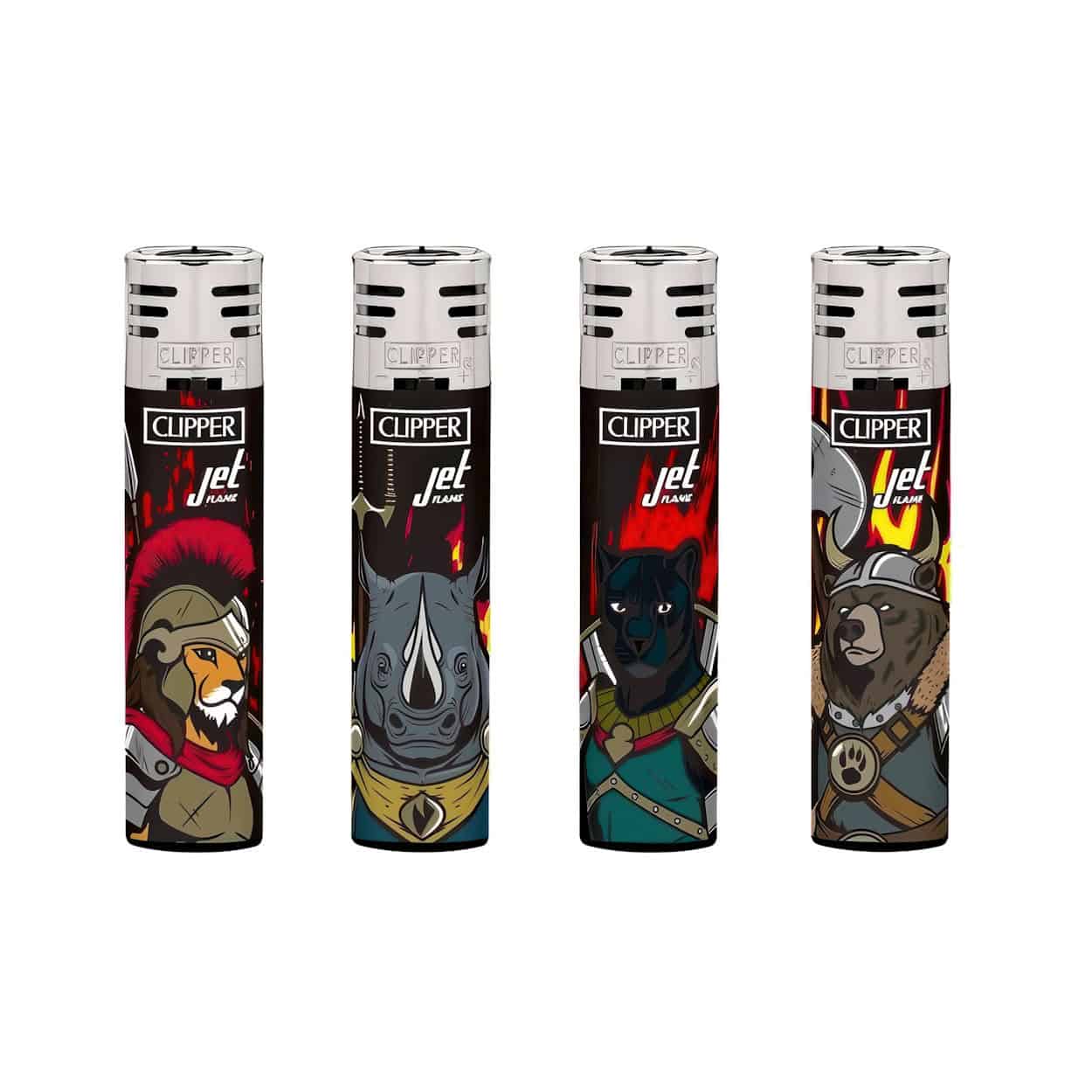 Clipper JetFlame CKJ11 Aanstekers "Warrior Animals" (4 Stuks)