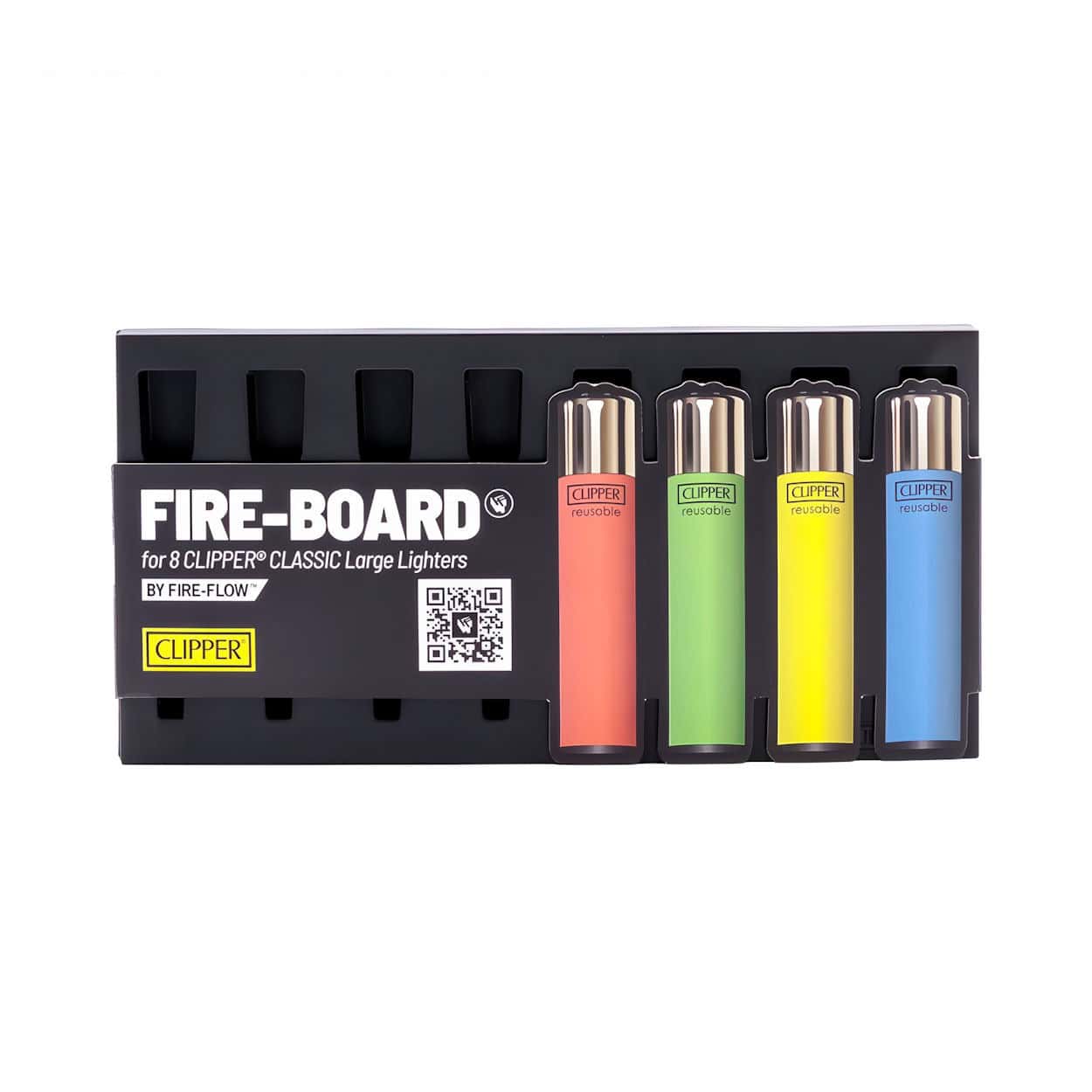 FIRE-FLOW™ Fire-Board® – Display voor 8 stuks CLIPPER® Classic Large Aanstekers