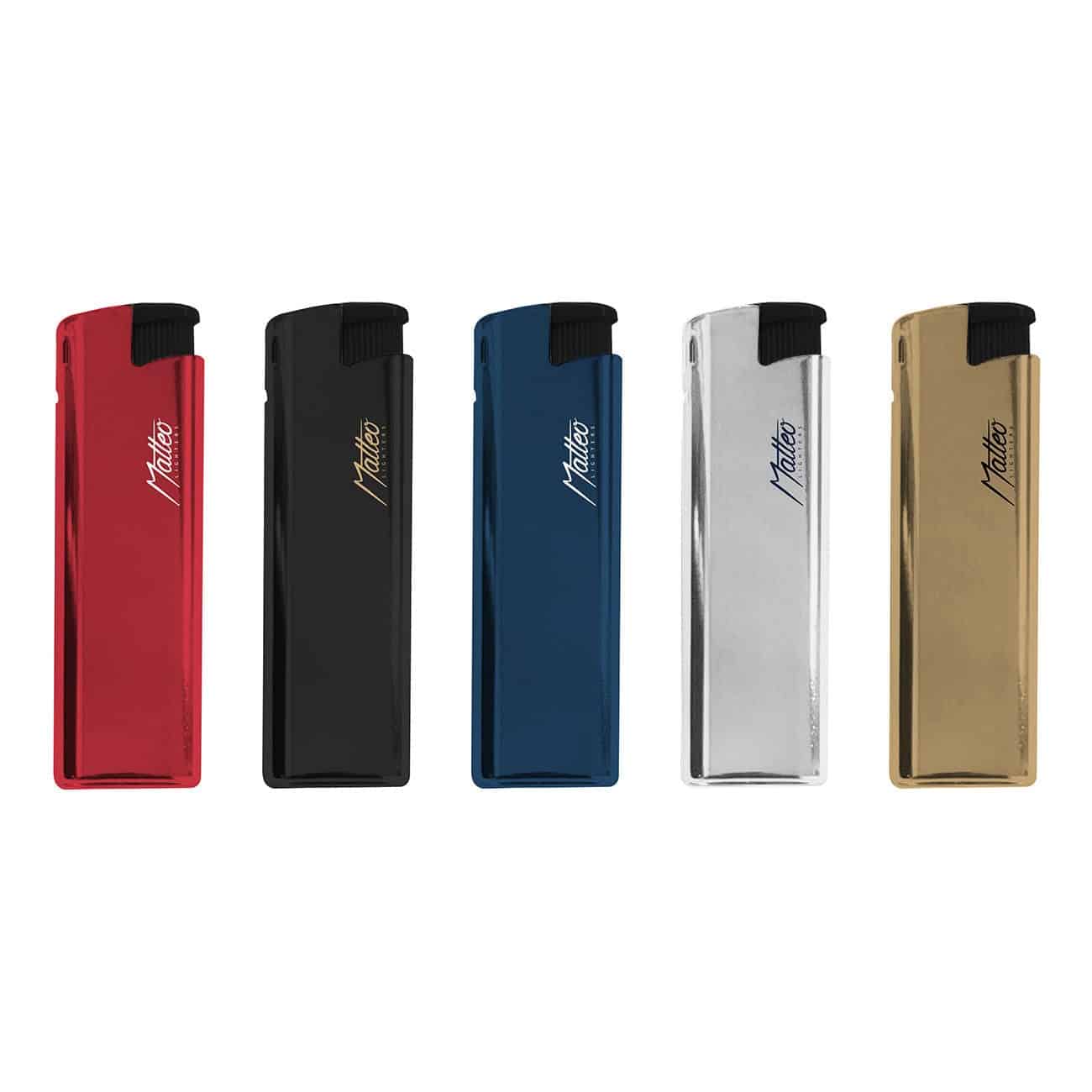 Matteo Metal Case JetFlame Navulbare Turbo Aanstekers “Minimalist” – 5 stuks