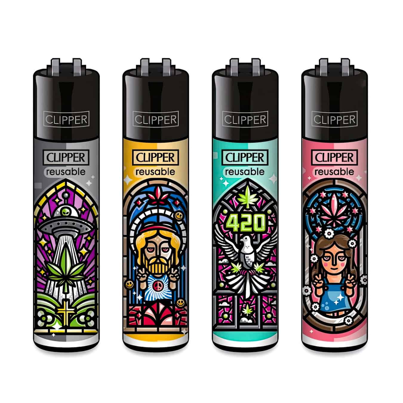 Clipper Classic Large Aanstekers "Church Windows" (4 Stuks)