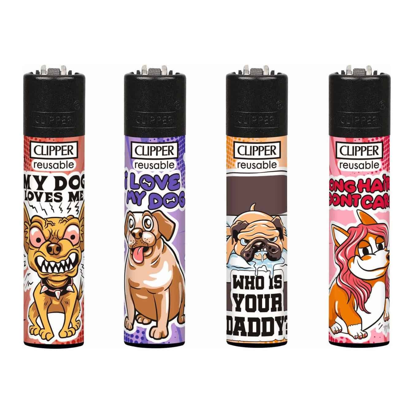 Clipper Classic Large Aanstekers "Doglove" (4 Stuks)