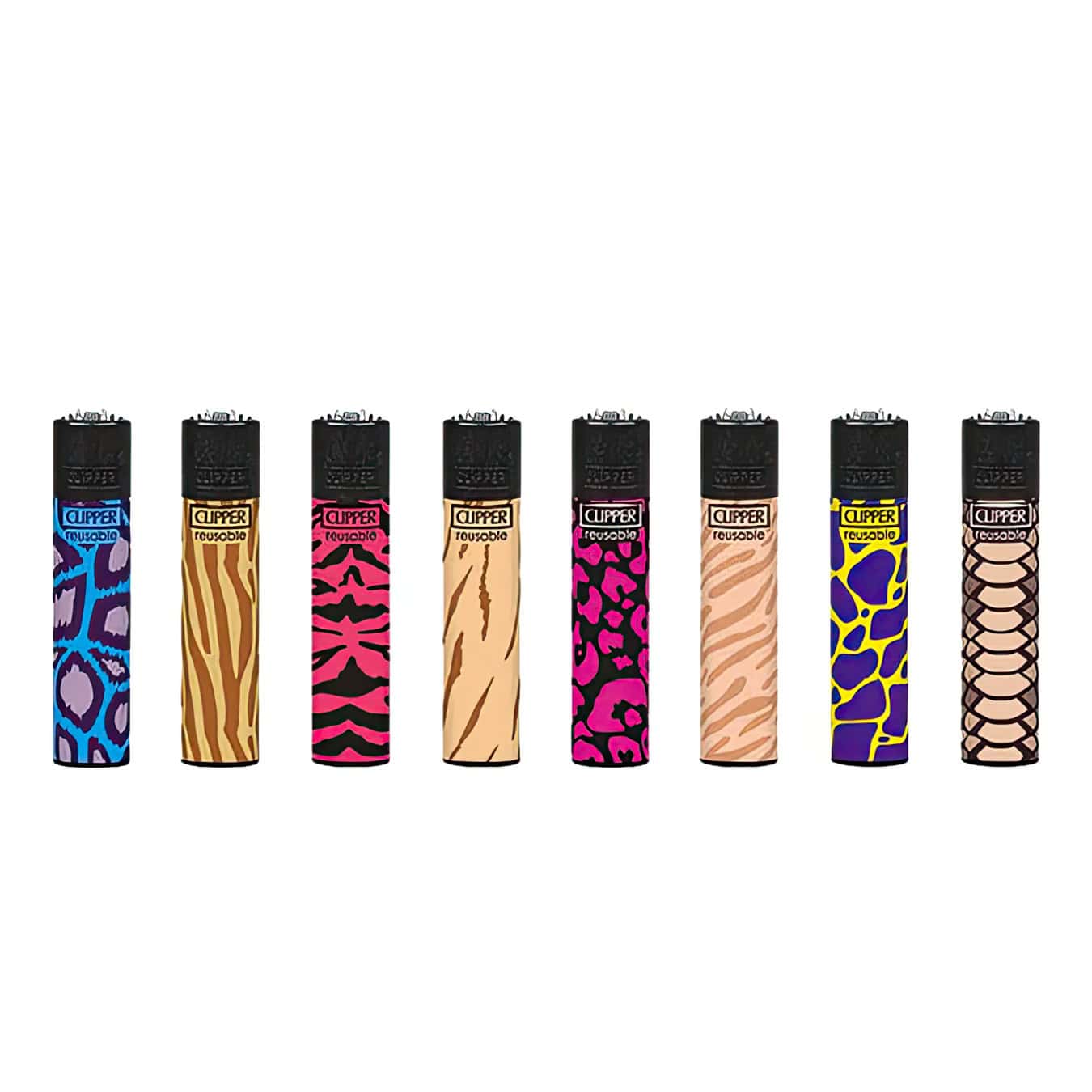 Clipper Classic Large Aanstekers "Animal Print" (Set van 8 Stuks)